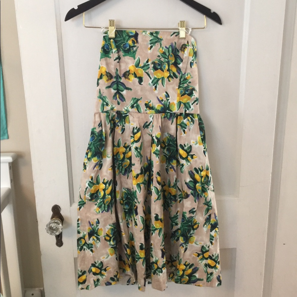 Strapless Zara Dress in Lemon Print